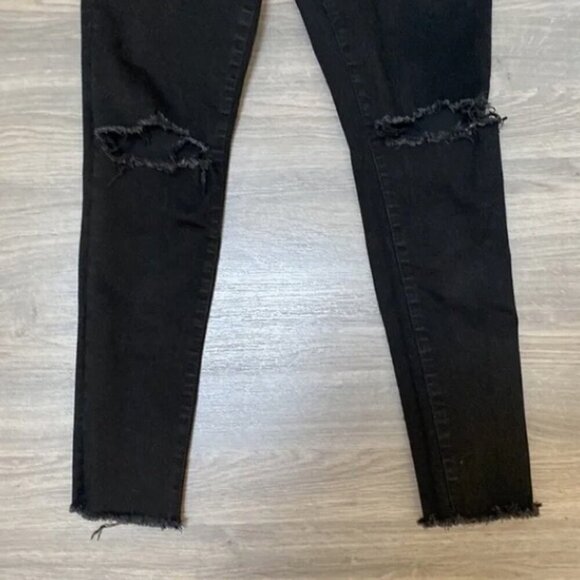 ONE TEASPOON Freebirds Ii High Waist Stretch Black 2 knee-rips Fit Leg R 26 US4 - Picture 14 of 16